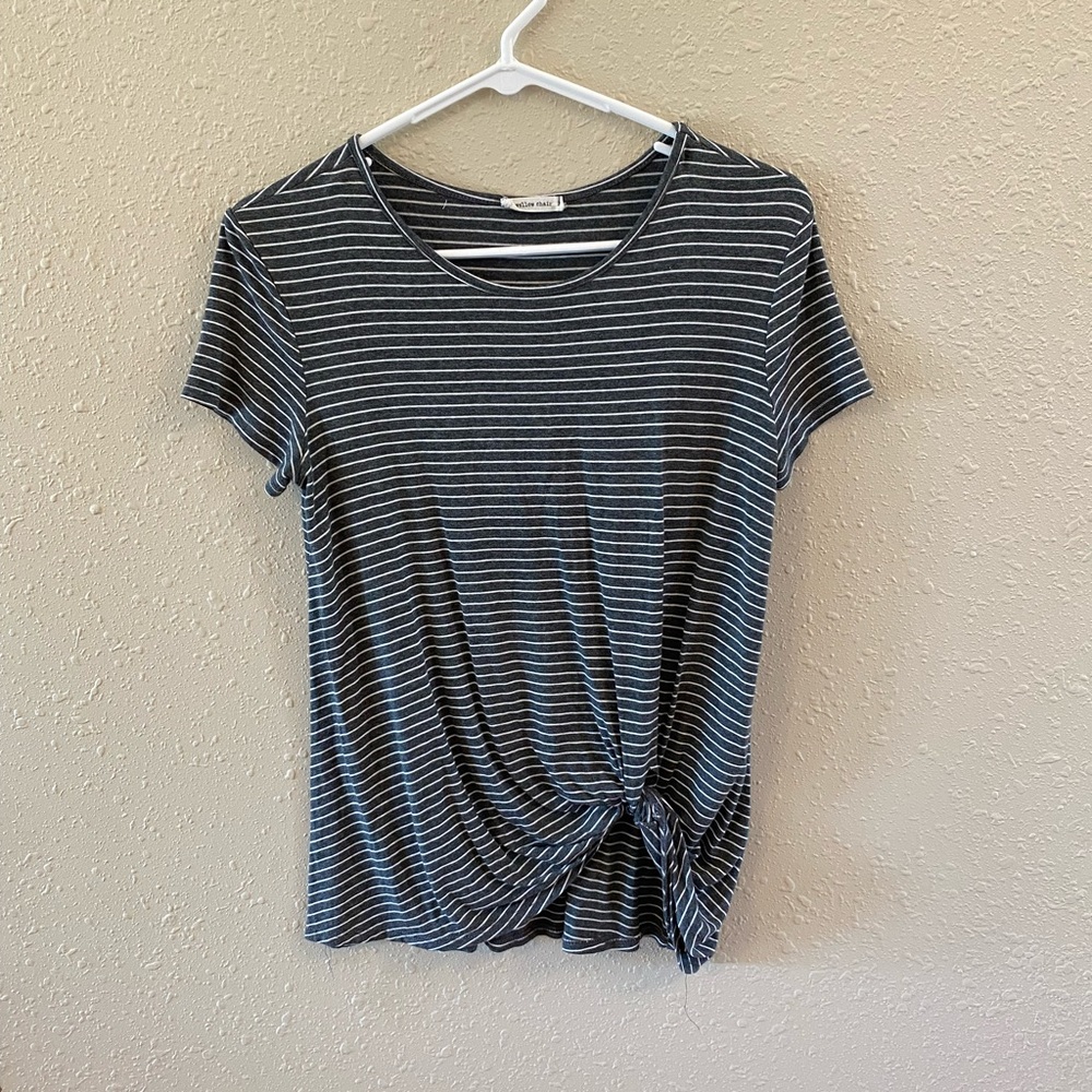 Grey and white stripped shirt. Size medium